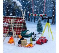 27 PièCes Kit Lutin Farceur De Noel, Comprend Lit Lutin, Miniature Feu De Camp De NoëL, Sac De Couchage, Balancoire Exterieur, TéLescope, Tente De Camping, DéCoration Village De Noel Miniature