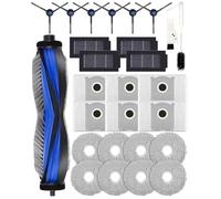 27 Pièces Set d'Accessoires pour Ecovacs Deebot T50 Omni/T50 Pro Omni Set de Pièces de Rechange, 1 Brosse, 6 Brosses LatéRales, 8 Pads de Nettoyage, 4 Filtres Hepa, 6 Sacs à PoussièRe, 1 Brosse Seau