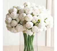 27 têtes de fleurs / 9 tiges / bouquet, camélias artificiels, une tige avec trois fleurs, fausses fleurs avec bord brûlé, roses, pivoines, fleurs de thé, accessoires pour photo de mariage, petit bouqu