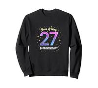 27 Years of Being Extraordinary Cadeau d'anniversaire Sweatshirt, Unisexe pour Adultes, Noir, L