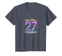 27 Years of Being Extraordinary Cadeau d'anniversaire T-Shirt, Enfant, Bleu Chiné, 4 Ans
