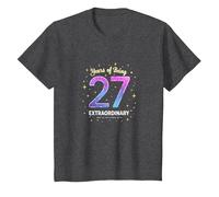 27 Years of Being Extraordinary Cadeau d'anniversaire T-Shirt, Enfant, Chiné Foncé, 3 Ans