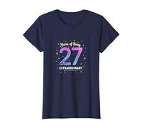 27 Years of Being Extraordinary Cadeau d'anniversaire T-Shirt, Femme, Bleu Marine, XL