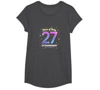 27 Years of Being Extraordinary Cadeau d'anniversaire T-Shirt, Fille, Chiné Foncé, S