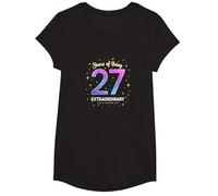 27 Years of Being Extraordinary Cadeau d'anniversaire T-Shirt, Fille, Noir, M