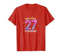 27 Years of Being Extraordinary Cadeau d'anniversaire T-Shirt, Homme, Rouge, XXL