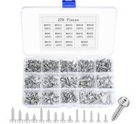 270 PcsVis Autotaraudeuses à Tête Hexagonale, M3 M4 M5Vis Autoperforante avec Tête à Bride, Vis à Tôle à Cruciforme, Vis à Bois pour Tole Acier, Toiture, Bride de Fixation(Zinc Blanc)