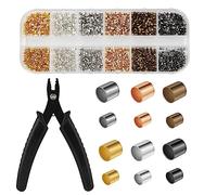 2700pcs Perles à Sertir pour Bijoux, Perles à Sertir de 1,5mm et 2mm avec Pince à Sertir Tubes à Sertir 6 Couleurs pour le Bricolage la Fabrication de Bracelets Colliers