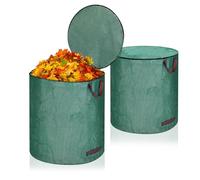 272L Sac Jardin Dechets Verts, 2 Sac à Déchets Verts de Jardin avec Couvercle et Poignées, Sac Jardin Imperméable, Pliable, Réutilisable, Idéal pour Feuilles, Pelouse Coupée, Végétaux