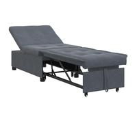 273851& Canapé-lit 3-en-1 Lit banquette convertible en velours gris foncé