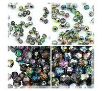 275 pcs set of Czech Faceted Glass Beads, Fire-Polished Round Crystal Vitrail - 3mm (100pcs), 4mm (100pcs), 6mm (50pcs), 8mm (25pcs) kit for jewelry making