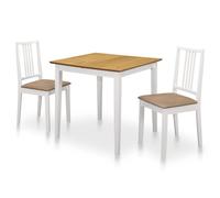 276408 Vidaxl 3 Piece Dining Set Mdf White (247625+247634) Blanc