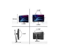 Philips 27B2U4601 - Moniteur Quad HD 27 Pouces, réglable en Hauteur sur 150 mm, Haut-parleurs (2560 x 1440, 120 Hz, 1 x HDMI 2.0, 1 x DP 1.2, 1 x Sortie DP, 1 x USB-C (96 W PD), hub USB, RJ45) Noir
