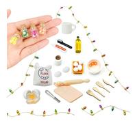 27pcs Accessoires Miniatures pour Maison de Poupée, Ensemble de Cuisson Miniature Lutin Farceur de Noel Accessoires Guirlande Lumineuse Miniature, KEPKKU Accessoires de Cuisine de Noël Miniature 1/12