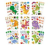 27PCS Autocollant Kawaii, Dinosaure Autocollants, Dinosaure DIY Stickers, Make-a-Face Autocollants, pour les Fournitures Artisanales enfants