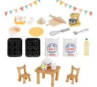 27Pcs Ensemble de Cuisson Miniature, Accessoire de Cuisine Miniature a Mini Table/Chaises/Œufs/Fouet/Tasses, Accessoires de Cuisine de Poupée pour Mini maison, Accessoires de Cuisine de Noël Miniature