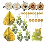 27pcs Rosette Cake Toppers, ensemble de décoration de gâteau d'anniversaire, accessoires de décoration de dessert de cuisson pour la fête d'anniversaire, décoration de vacances