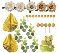 27pcs Rosette Cake Toppers,Ensemble De Décoration De Gâteau D'anniversaire,Accessoires De Décoration De Dessert De Cuisson Pour La Fête D'anniversaire,Décoration De Vacances