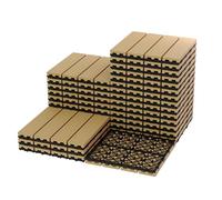 27PCS/set Dalles de Terrasse Emboîtables en Composite Plastique, Sol Extensionérieur Imperméable et Drainant, Installation Facile, Résistant aux Intempéries, Balcon, Patio, Piscine, Couleur Teck