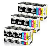 27XL Multipack Lot de 18 cartouches d'encre compatibles avec Epson 27 XL Workforce WF-3620 WF-3640 WF-7110 WF-7210 WF-7610 WF-7620 WF-7710 WF-7715 WF-7720