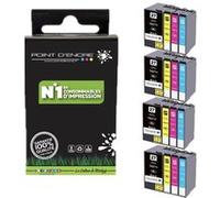 27XL - Réveil - 4 X Pack de 4 x cartouches- T2711 Noir - T2712 Cyan - T2713 Magenta - T2714 jaune - Grande capacité Marque Francaise POINT D'ENCRE