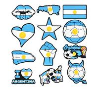 28/12 pièces/set Charms Coupe du Monde, Drapeaux nationaux d'Argentine, du Mexique, du Brésil, Charms de chaussures de football, Épingles et boutons de décoration de chaussures en PVC amovibles et imp