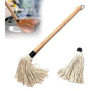 28.5CM Balai à Badigeonner pour Grill Pinceaux pour Barbecue BBQ MOP Gril Pinceau à Sauce avec Manche en Bois Long et 1 Têtes de Rechange Supplémentaires pour Barbecue Grill Fumer le Steak Cuisson