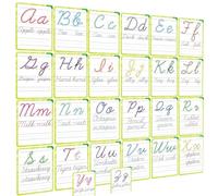 28 Cartes Éclair Lettres Cursives Anglaises, Alphabet Majuscules et Minuscules, Exercices d'Écriture pour Homeschool et Classe, Matériel pour l'enseignement de l'Anglais (ESL), Homeschool