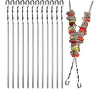 ¿28 cm - 12 pièces¿ 20 pièces/12 pièces Brochettes de brochettes, brochettes de barbecue plates en métal, bâtons en acier inoxydable réutilisables