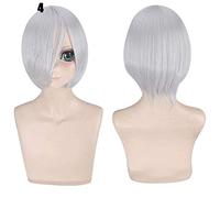 28 couleurs 30 cm court Costume fête Cosplay perruque noir blanc violet bleu jaune fibre résistante à la chaleur universel perruques frange Peluca 4