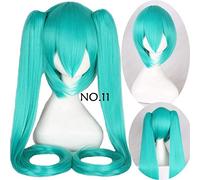 28 couleurs Vocaloid Hatsune Miku perruque noir Rock Shooter Senbon Zakura Cosplay perruque longue synthétique puce de cheveux queues de cheval + perruque cap Vocaloid numéro 11