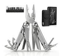 28 en 1 Pince Multifonctions en Acier Inoxydable avec Structure AutoverrouilléE, Couteau avec Scie, Tournevis, Règle, Lime, Ouvre-Boîte pour Survie, Camping, Randonnée ExtéRieur RéParation