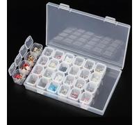 28 Fentes En Plastique Maquillage Organisateur Boîte De Rangement Individuel Avec Capuchon Nail Art Strass Outil Bijoux Perles Affichage Organisateur Case
