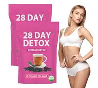 28 Jours Detox Tea Maigrir, Mélange de Plantes pour le Bien-Être avec Extrait de Thé Oolong, Tisane Sans Caféine, Aromatisée à la Pêche, Favorise la Perte de Poids, la Digestion(56 pcs)