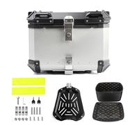 28 L Top Case Coffre de Moto,Valise Moto Valise Scooter en Aluminium,Top Box pour Moto avec Serrure de Sécurité,Bagages étanches pour Motos,36/45/55/65/80/100 L(Argent,55 L)