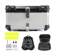 28 L Top Case Coffre de Moto,Valise Moto Valise Scooter en Aluminium,Top Box pour Moto avec Serrure de Sécurité,Bagages étanches pour Motos,36/45/55/65/80/100 L(Argent,65 L)