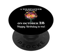28 octobre Naissance Fleur de souci Cosmos Bouquet Anniversaire PopSockets PopGrip Adhésif