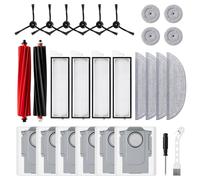 28 Pièces Accessoires pour Roborock S8 MaxV Ultra - Kit de Pièces de Rechange avec 2 Brosse Principale, 6 Sacs à Poussière, 4 Lingettes, 4 Balais Latéraux, 4 Filtres HEPA, Brosse de Nettoyage et Tourn