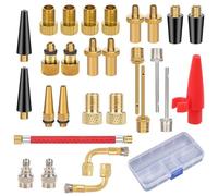 28 Pièces Adaptateur de Pompe à Vélo,Embout Pompe Velo, Embout Pompe Velo, Adaptateur Pompe Velo Compresseur, Embout Pompe Velo avec Vague D'étanchéité, pour Pompe à Vélo, Compresseurs Pompes