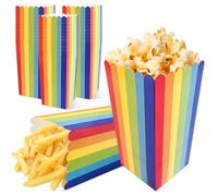 28 Pièces Boite Pop Corn, 15 X 8 cm Rétro Popcorn Boite à Rayures, Petite Popcorn Boîtes en Papier, Coloré Carton Bonbon Conteneur, Pot A Pop Corn pour Fêtes Anniversaire, SoiréEs CinéMa, et Noël
