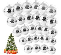 28 Pièces Boules Disco Miroir,Argentées Boule à Facette Kit,Boule a Facette,Boules Disco à Suspendre,pour Décorations de Sapin de Noël,Les Décors de Mariage,Les Décorations D'intérieur（2/3/4/5cm）