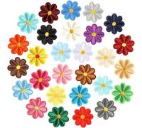 28 Pièces Écusson Thermocollant À Fleurs Pour Vêtements, Mini Écusson Brodé Thermocollant Fleur Patch Pour réparation de vêtements 28 couleurs À repasser ou à coudre