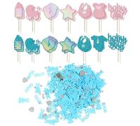28 Pièces Inserts, 1 Paquet De Confettis, Décoration De Gâteau De Baby Shower, Décoration De Gâteau Garçon Ou Fille, Décoration De Cupcake De Baby Shower