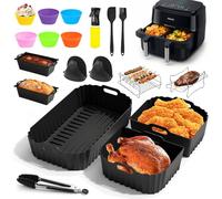 28 Pièces Moule Silicone Accessoires Air Fryer pour Philips Série 1000 Double Panier 7.1L, Réutilisable Plat Airfryer pour Philips Dual Panier Friteuse à Air NA154/00