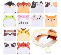 28 Pièces Notes Autocollantes Animaux, Mini Notes Adhésives Colorées Marque Page Adhesif en Forme D'animaux, Sticky Notes pour les études,la Maison,le Bureau (840 Feuilles)