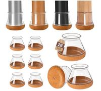 28 Pièces Protection Pied de Chaise, Silicone Transparent Patins pour Meubles, Patin Chaise pour Sols en Bois Dur et Carrelage,Réduisent Les Rayures(Fit: 20.1-30mm)