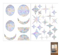 28 Pièces Suncatcher Sticker, Arc-en-Fenêtre Adhère Moon And Sun Phase Window Clings Stickers Anti Collision Oiseaux Autocollants Décoratifs Non Adhésifs pour Cuisine Salle à Manger Chambre