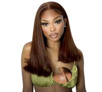 28 Pouces 9x6 Straight Chocolate Brown 200% Densité Perruque Femme Naturelle Brésilien Perruque Naturel Humaine Sans Colle Cheveux Humain Glueless Wear and Go Wig Human Hair Pre Plucked Pre Cut