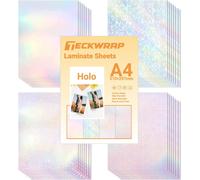 28 Sheets Holographic Clear Vinyl Laminate Sticker Paper 8.27"" X 11.75"" A4 Size For Crafts Scrapbooking Cookie Cutters (Rainbow,Gem,28 Sheets)