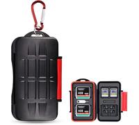 28 Slots Water-Resistant SD CF MSD Memory Card Holder Storage Case Protector Wallet for 4 CF & 8 SD SDHC SDXC & 16 TF Micro SD Cards, with Carabiner + Card Tray Removal Eject Pin Key